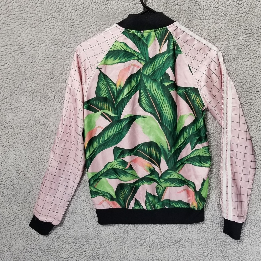 Adidas x Farm Rio Sz XS Pink Palm Tropical Leaf Pattern Track Jacket Full Zip - Picture 11 of 16